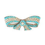 Victorian Turquoise and Pearl Earring and Brooch Suite-Charlotte Sayers Antique Jewellery