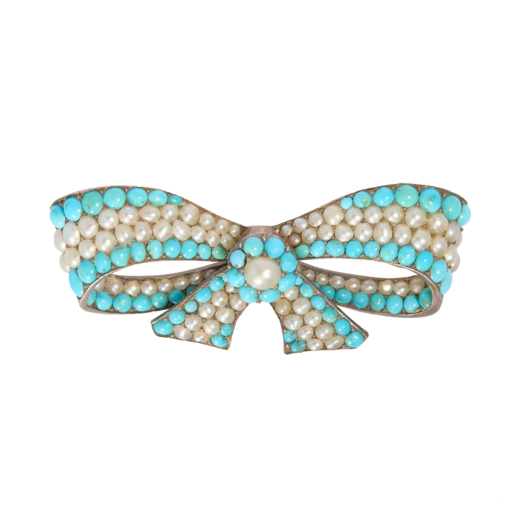 Victorian Turquoise and Pearl Earring and Brooch Suite-Charlotte Sayers Antique Jewellery