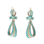 Victorian Turquoise and Pearl Earring and Brooch Suite-Charlotte Sayers Antique Jewellery