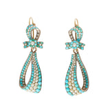 Victorian Turquoise and Pearl Earring and Brooch Suite-Charlotte Sayers Antique Jewellery