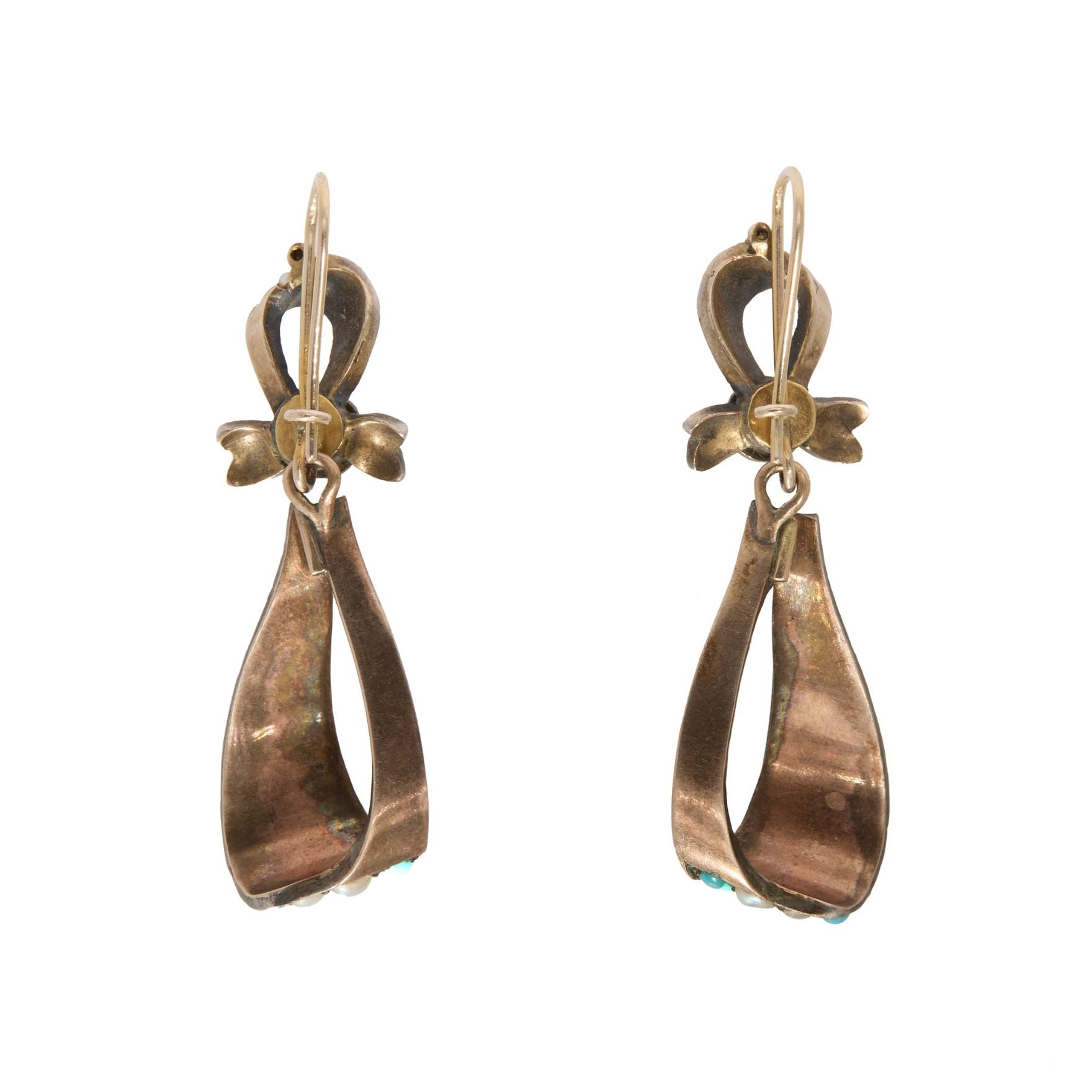 Victorian Turquoise and Pearl Earring and Brooch Suite-Charlotte Sayers Antique Jewellery