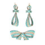 Victorian Turquoise and Pearl Earring and Brooch Suite-Charlotte Sayers Antique Jewellery