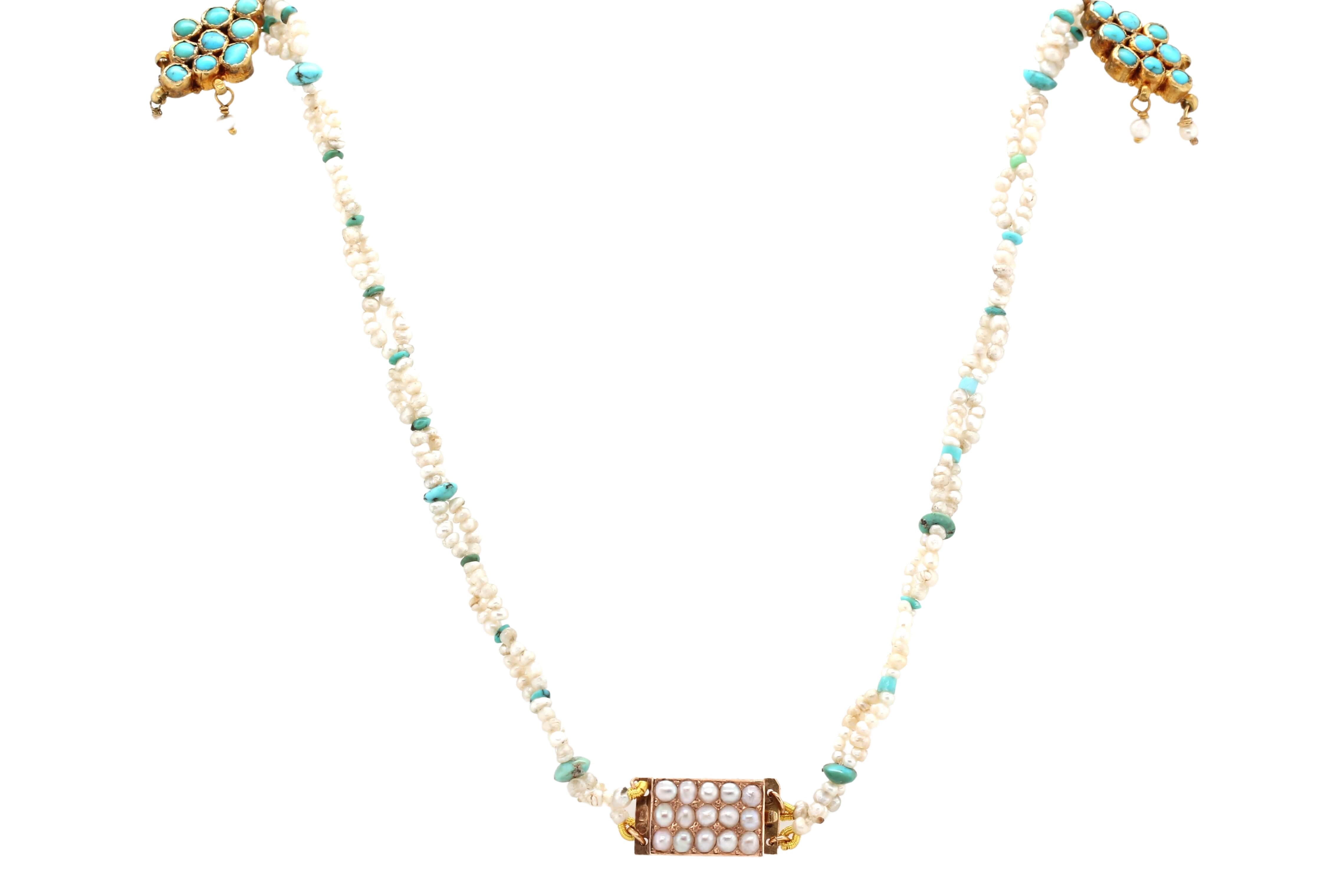 Victorian Turquoise and Pearl Necklace-Charlotte Sayers Antique Jewellery