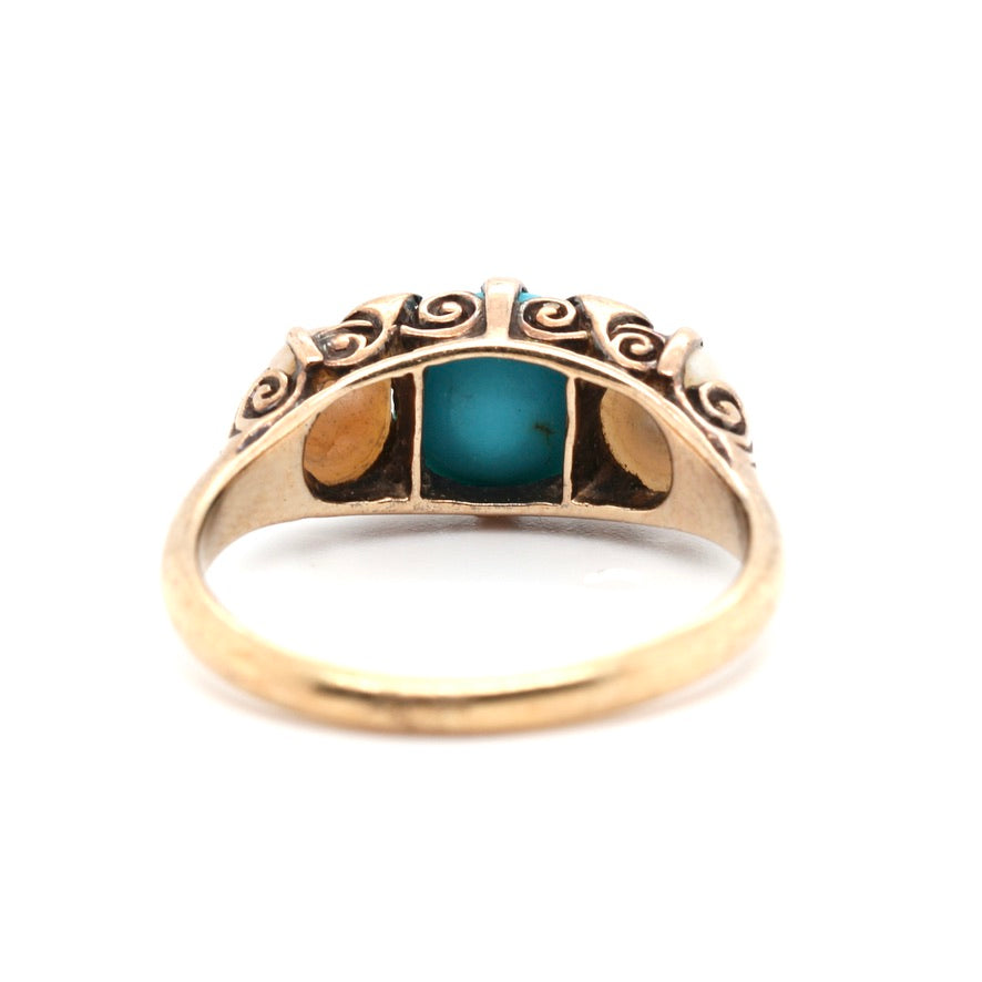 Victorian Turquoise and Pearl Ring-Charlotte Sayers Antique Jewellery