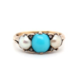 Victorian Turquoise and Pearl Ring-Charlotte Sayers Antique Jewellery