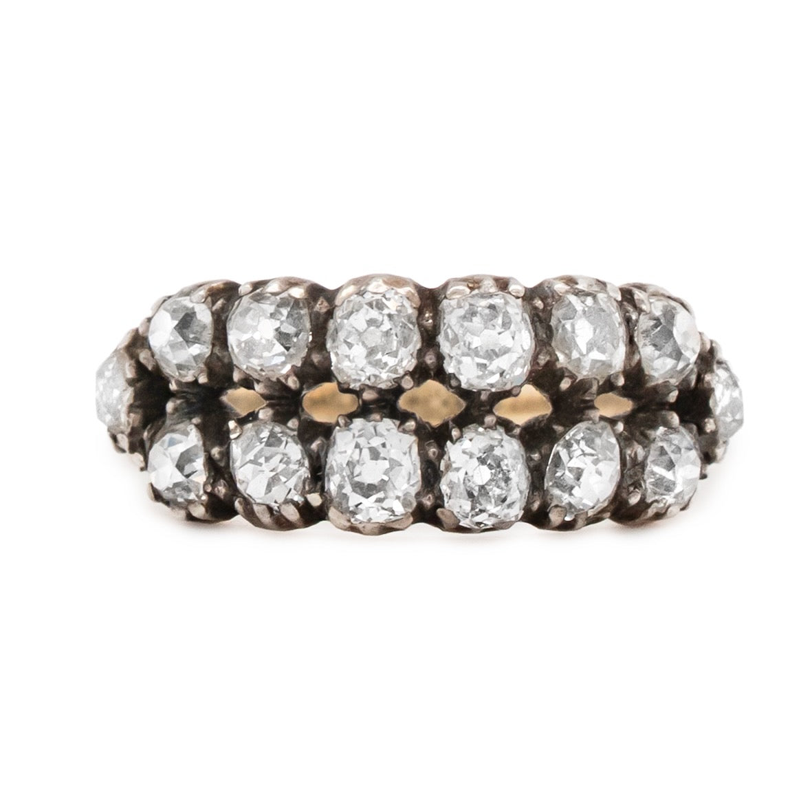 Victorian Two Row Diamond Ring-Charlotte Sayers Antique Jewellery