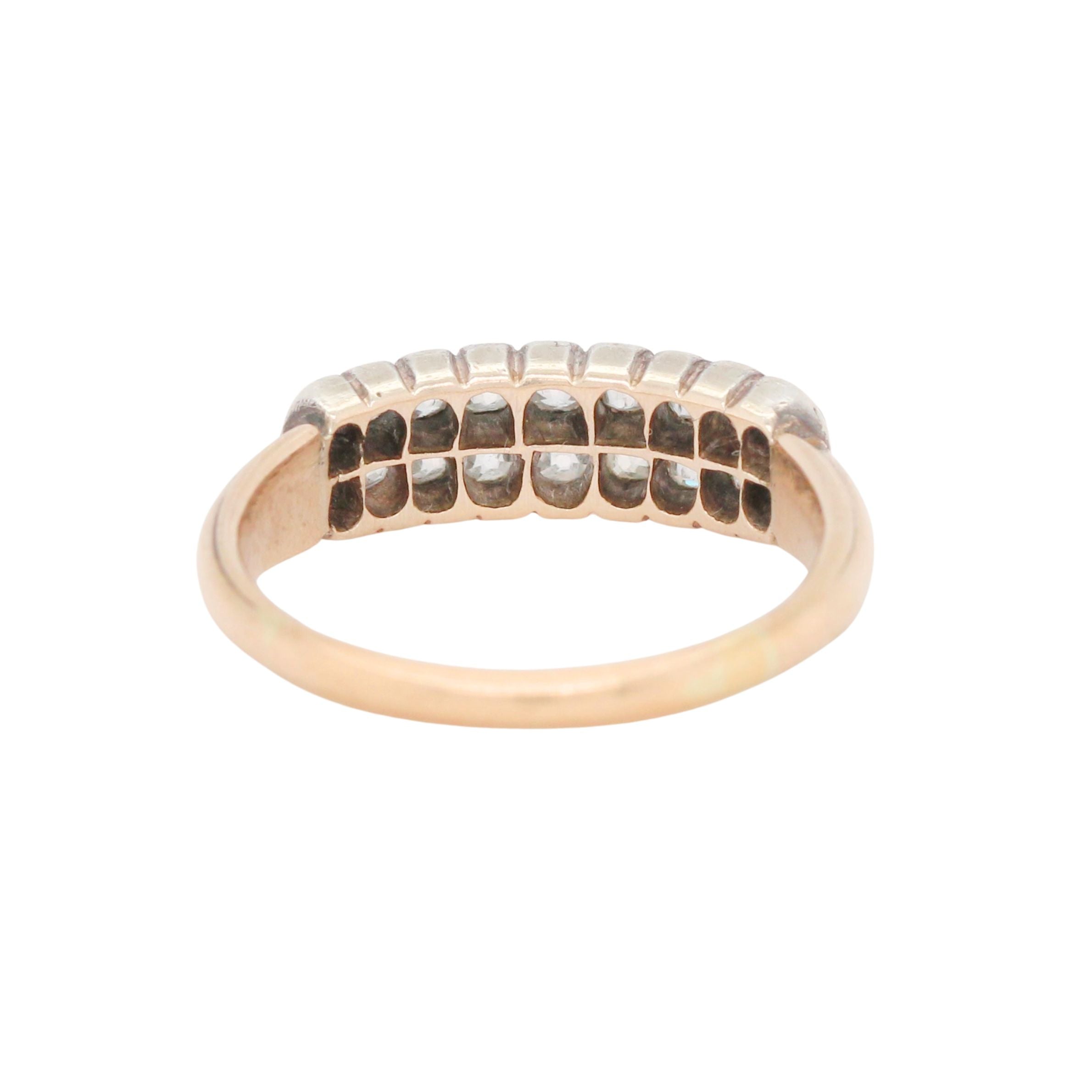 Victorian Two Row Old Cut Diamond Ring-Charlotte Sayers Antique Jewellery