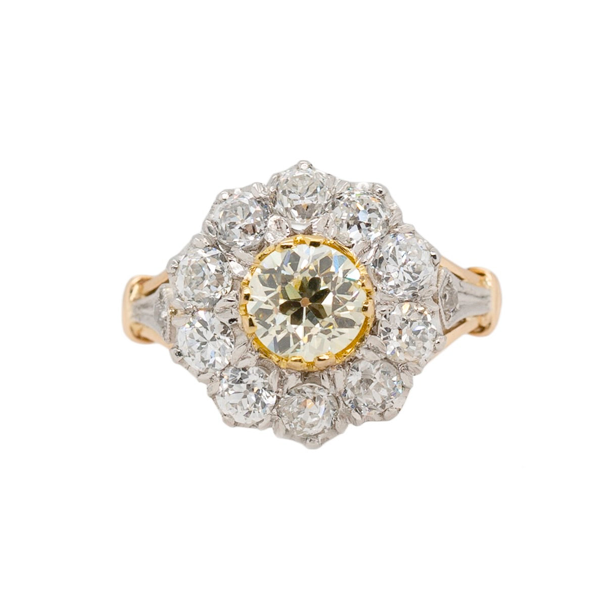 Victorian Yellow Diamond Cluster Ring-Charlotte Sayers Antique Jewellery