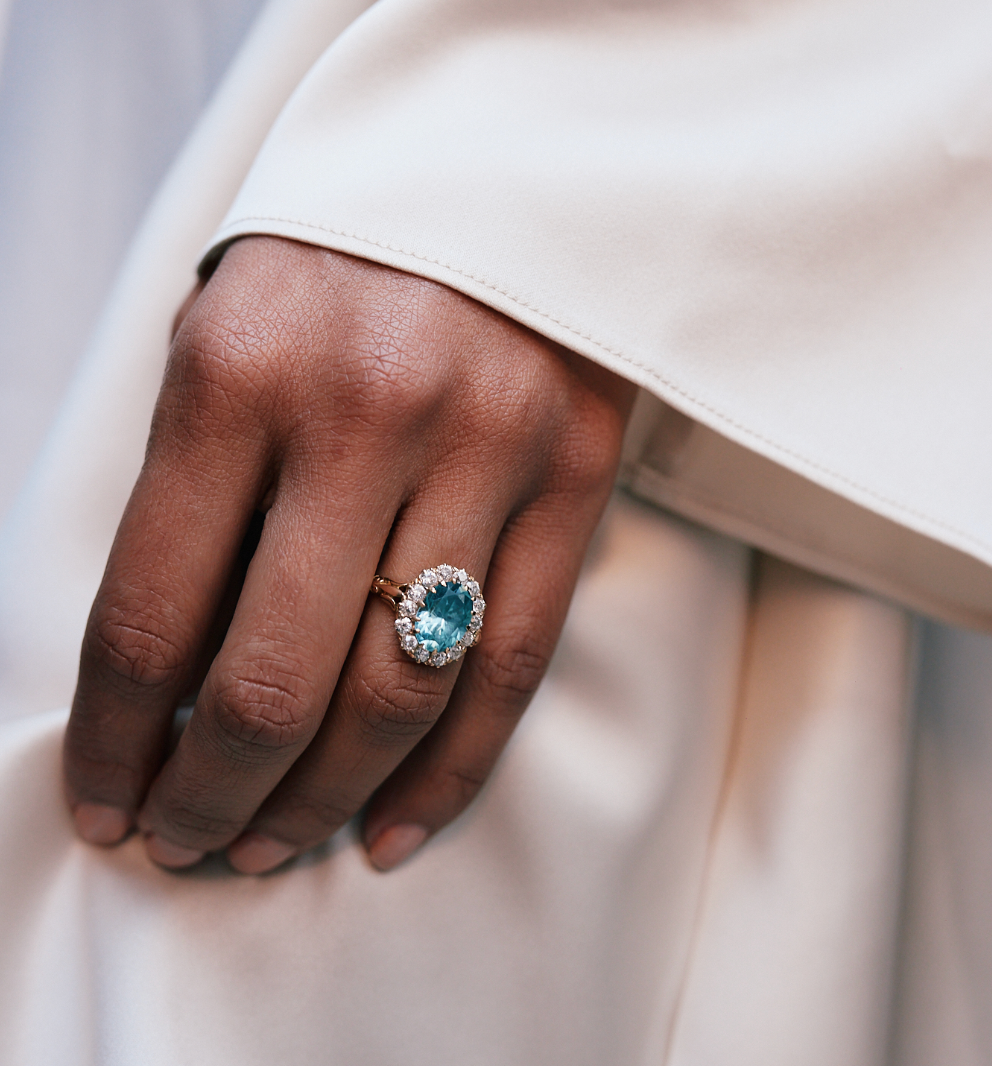 Victorian Zircon and Diamond Cluster Ring-Charlotte Sayers Antique Jewellery