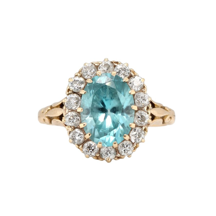 Victorian Zircon and Diamond Cluster Ring-Charlotte Sayers Antique Jewellery