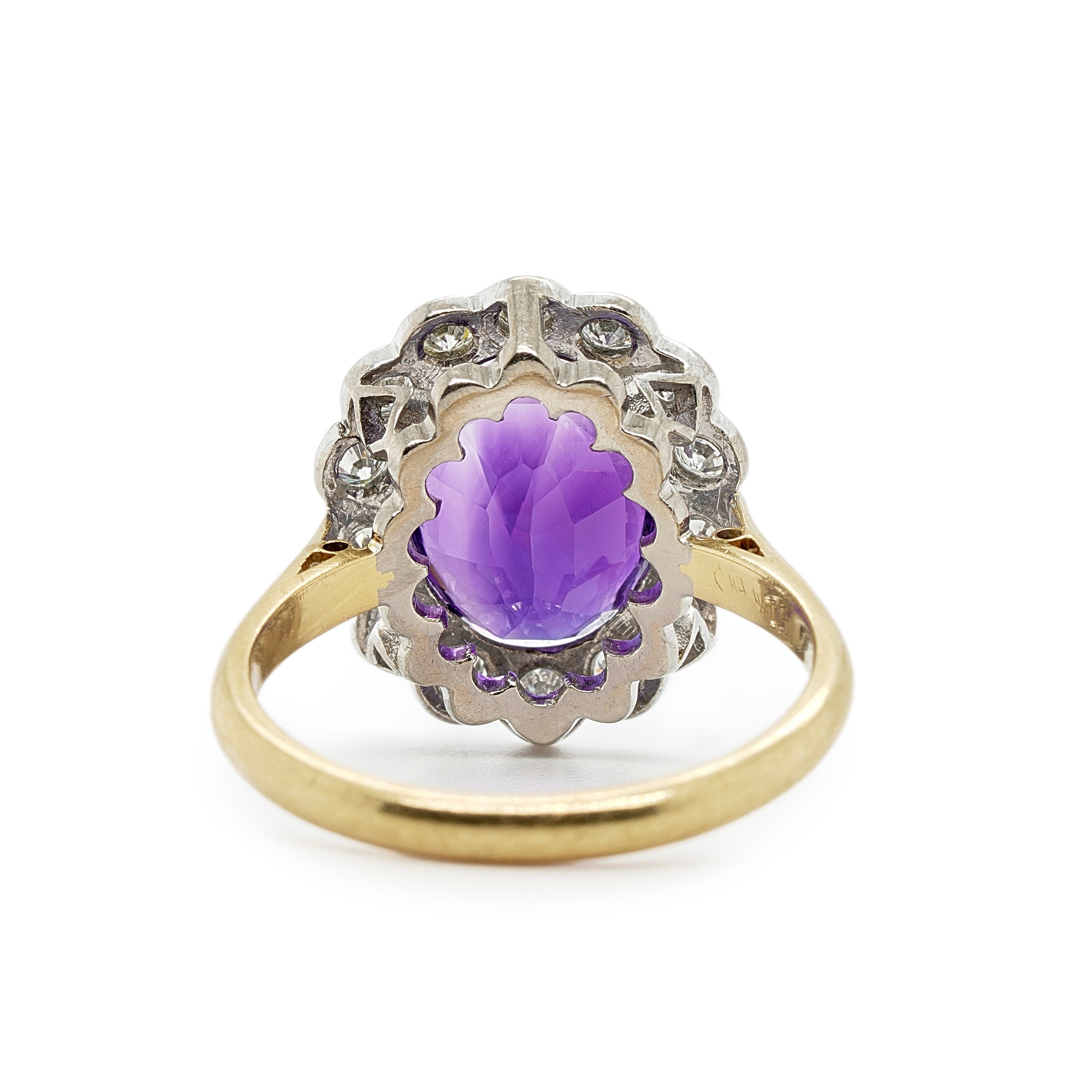 Vintage Amethyst and Diamond Cluster Ring-Charlotte Sayers Antique Jewellery