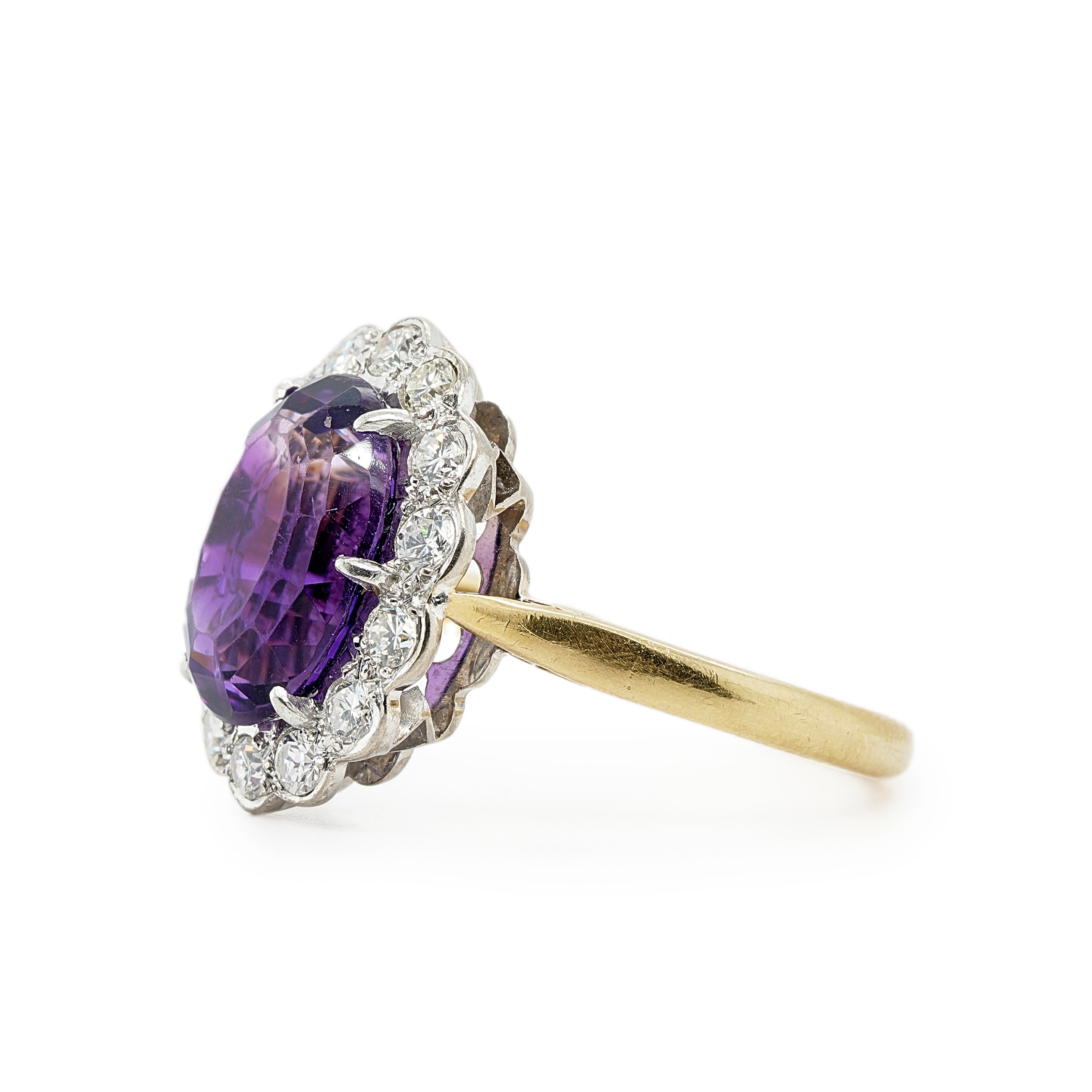 Vintage Amethyst and Diamond Cluster Ring-Charlotte Sayers Antique Jewellery