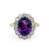 Vintage Amethyst and Diamond Cluster Ring-Charlotte Sayers Antique Jewellery