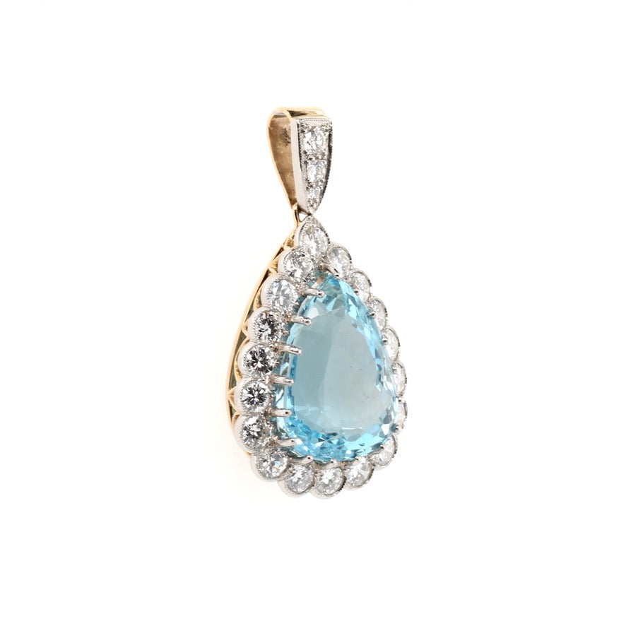 Vintage Aquamarine and Diamond Pendant-Charlotte Sayers Antique Jewellery