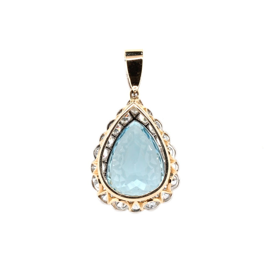 Vintage Aquamarine and Diamond Pendant-Charlotte Sayers Antique Jewellery