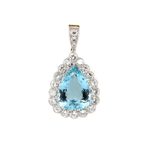 Vintage Aquamarine and Diamond Pendant-Charlotte Sayers Antique Jewellery