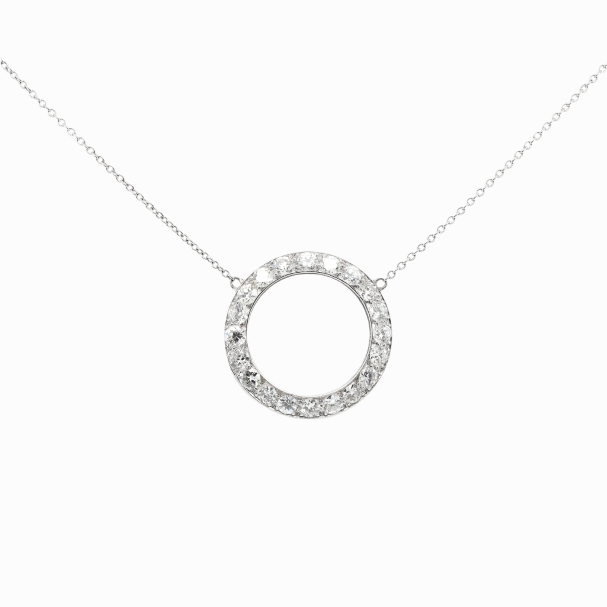 Vintage Diamond Circle Pendant-Charlotte Sayers Antique Jewellery