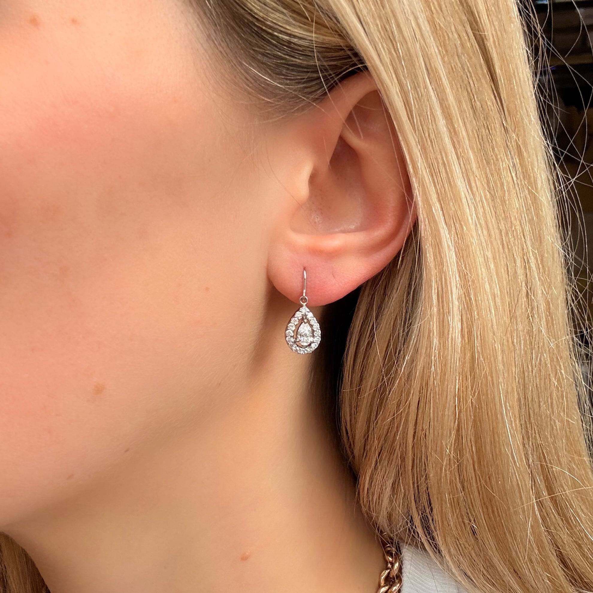 Vintage Diamond Drop Earrings-Charlotte Sayers Antique Jewellery