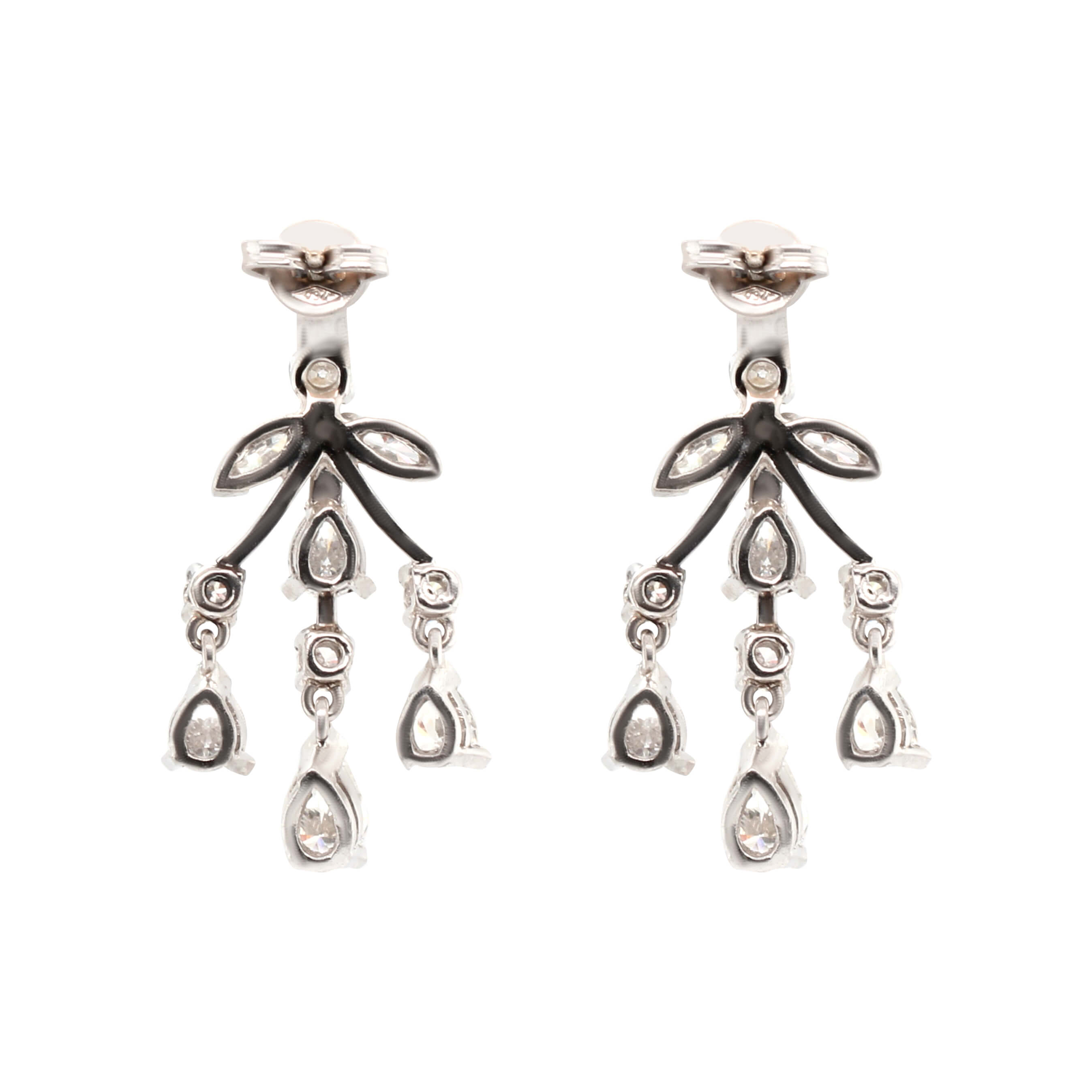 Vintage Diamond Drop Earrings-Charlotte Sayers Antique Jewellery