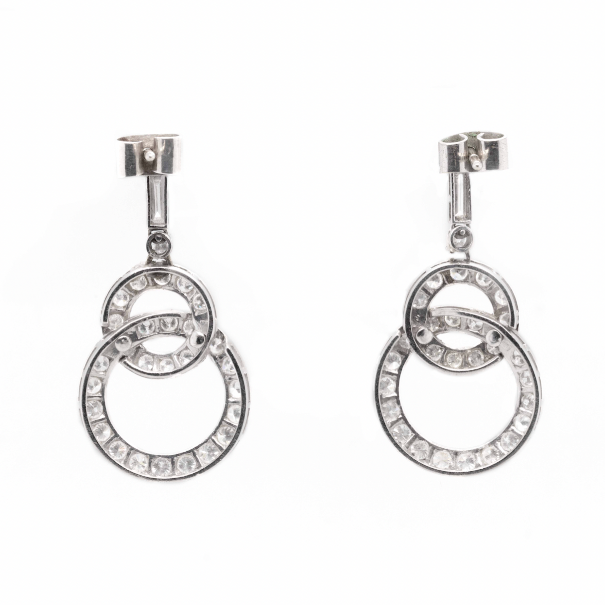 Vintage Diamond Drop Earrings-Charlotte Sayers Antique Jewellery