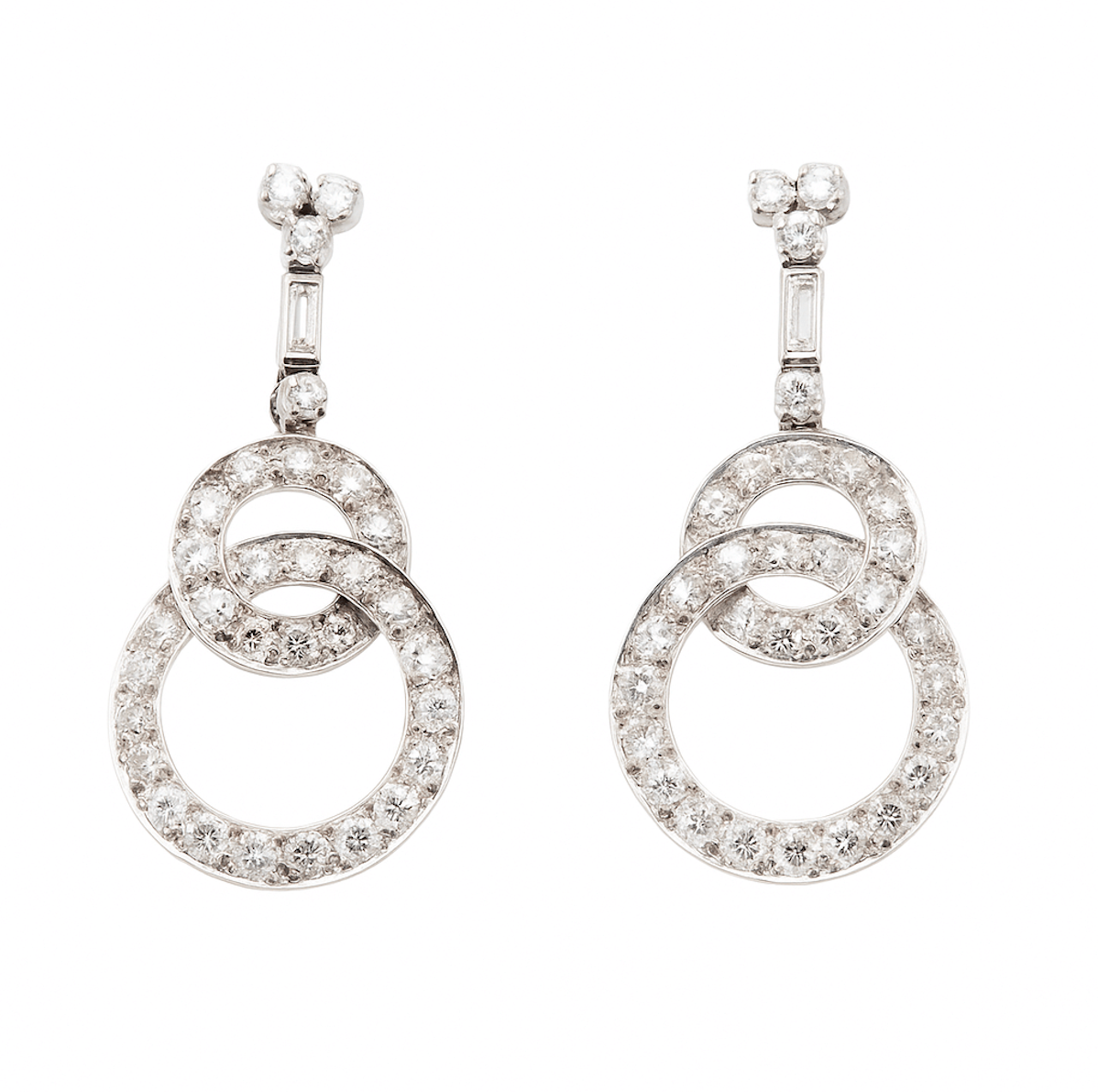 Vintage Diamond Drop Earrings-Charlotte Sayers Antique Jewellery