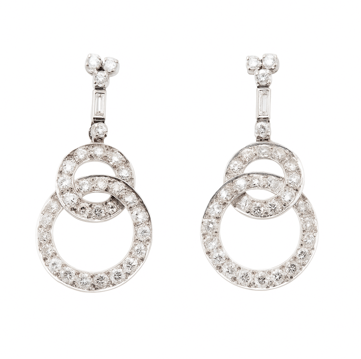 Vintage Diamond Drop Earrings-Charlotte Sayers Antique Jewellery