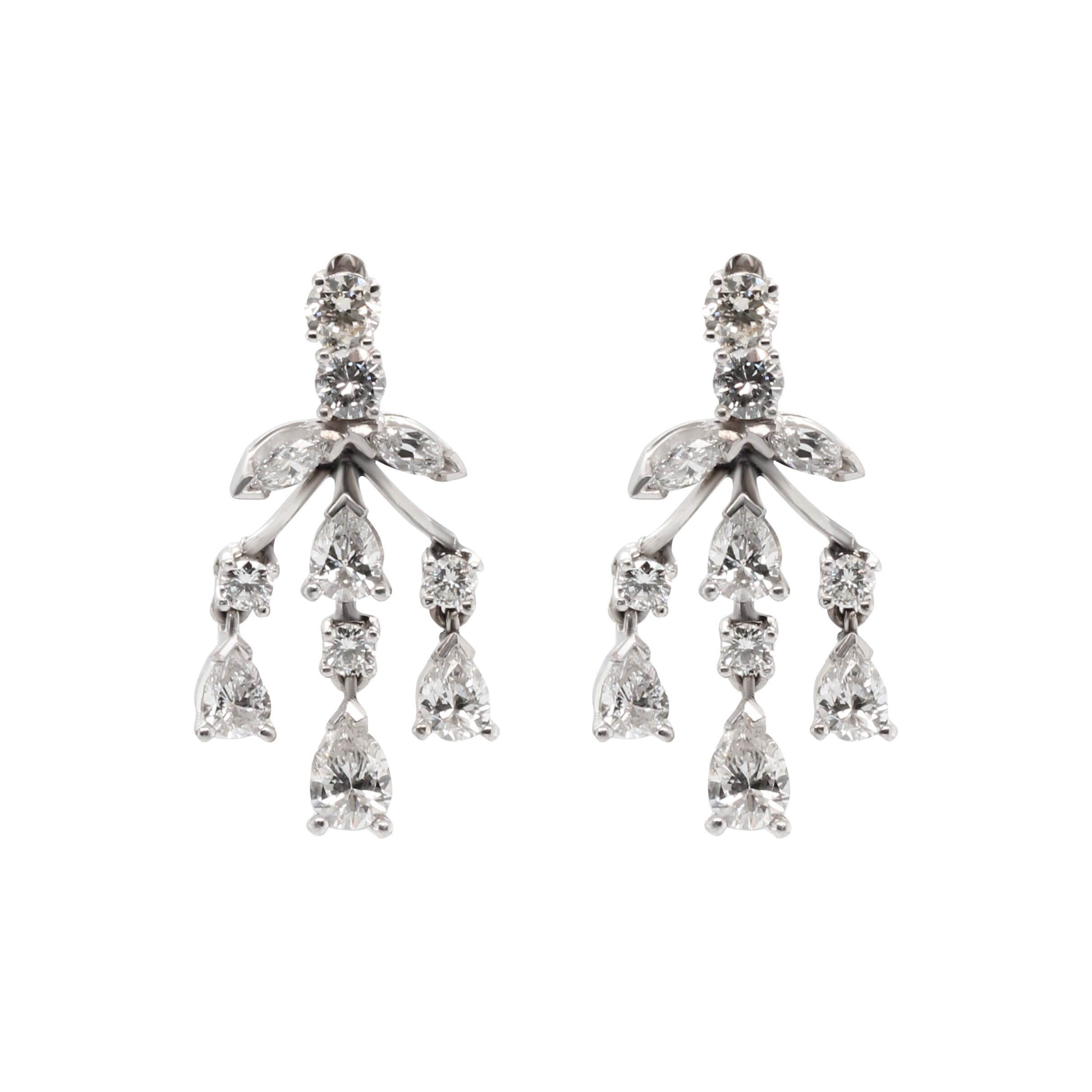 Vintage Diamond Drop Earrings-Charlotte Sayers Antique Jewellery