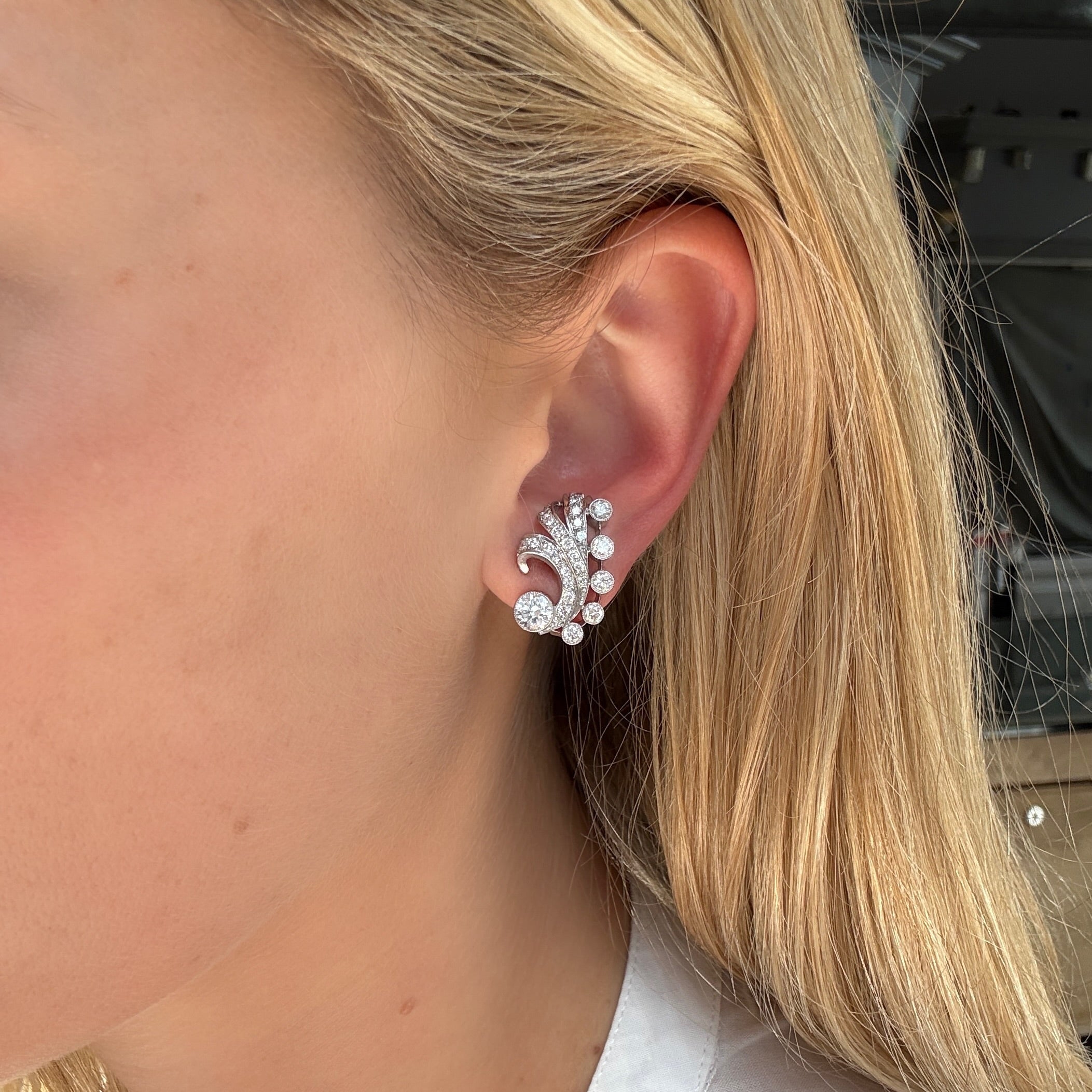 Vintage Diamond Earrings-Charlotte Sayers Antique Jewellery