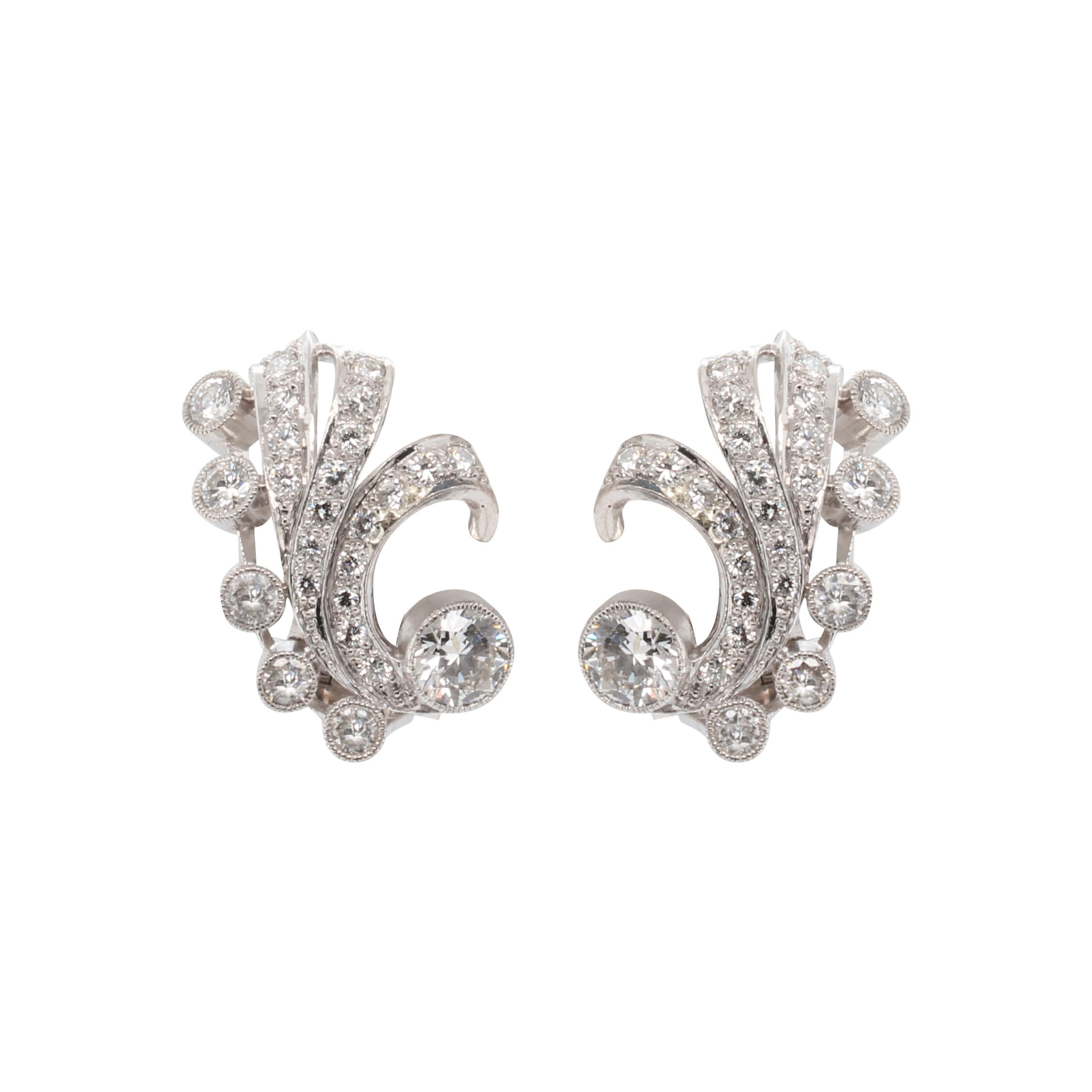 Vintage Diamond Earrings-Charlotte Sayers Antique Jewellery
