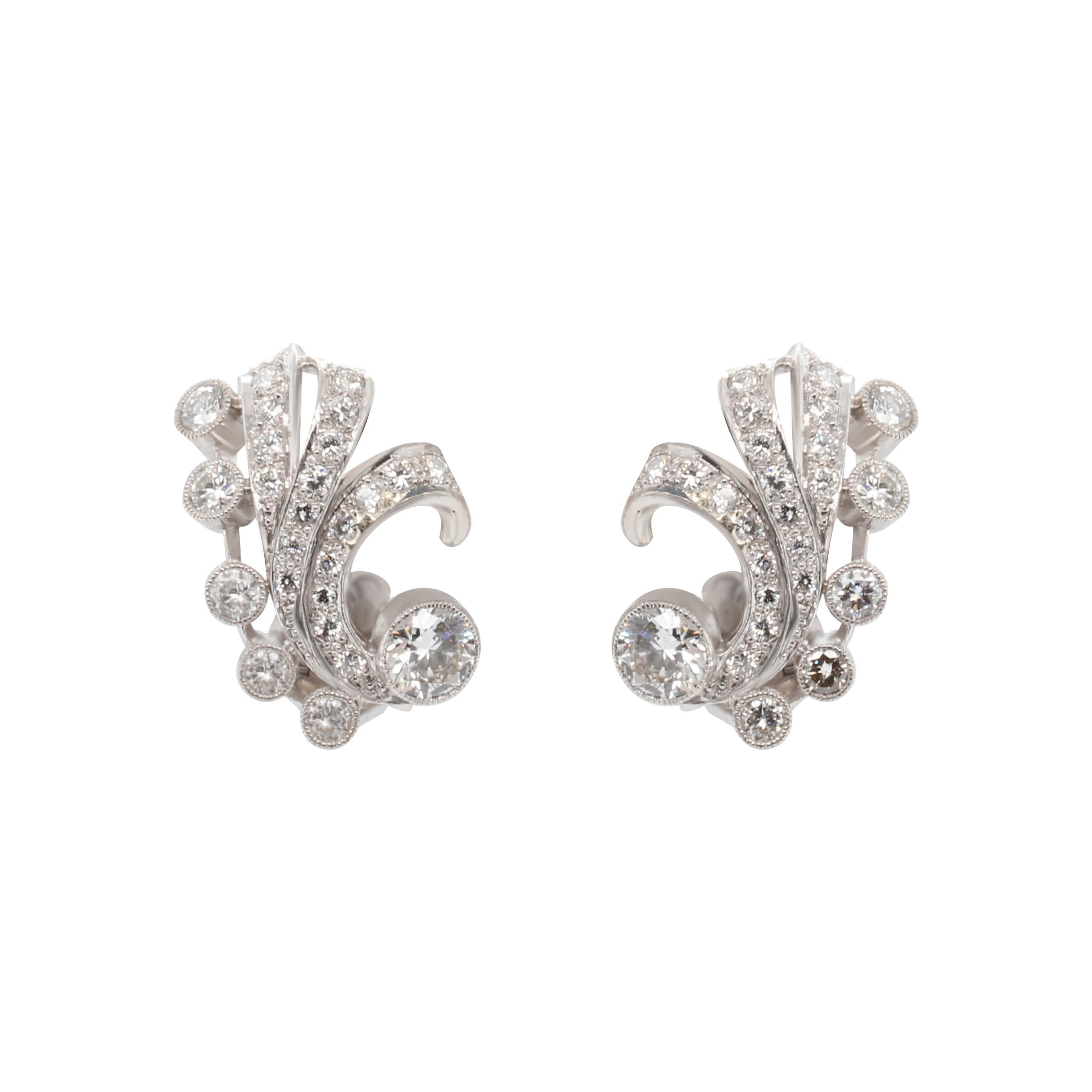 Vintage Diamond Earrings-Charlotte Sayers Antique Jewellery