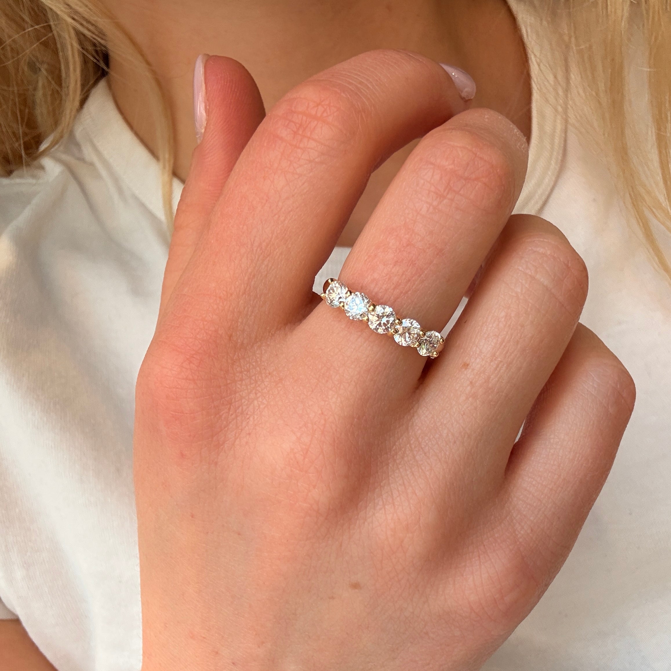 Vintage Diamond Five Stone Ring-Charlotte Sayers Antique Jewellery
