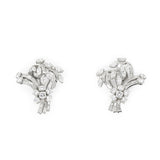 Vintage Diamond Flower Earrings-Charlotte Sayers Antique Jewellery