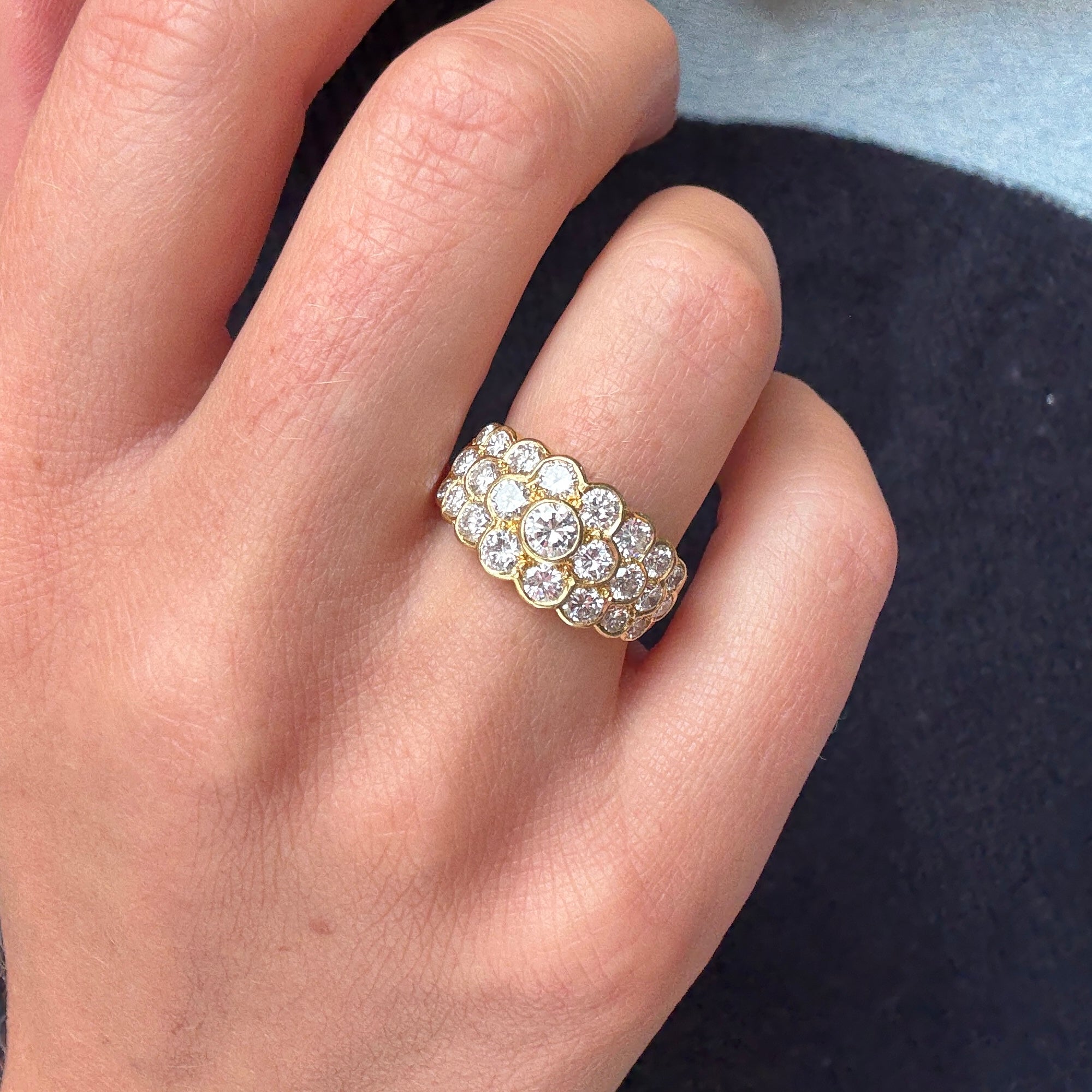 Vintage Diamond Flower Ring-Charlotte Sayers Antique Jewellery