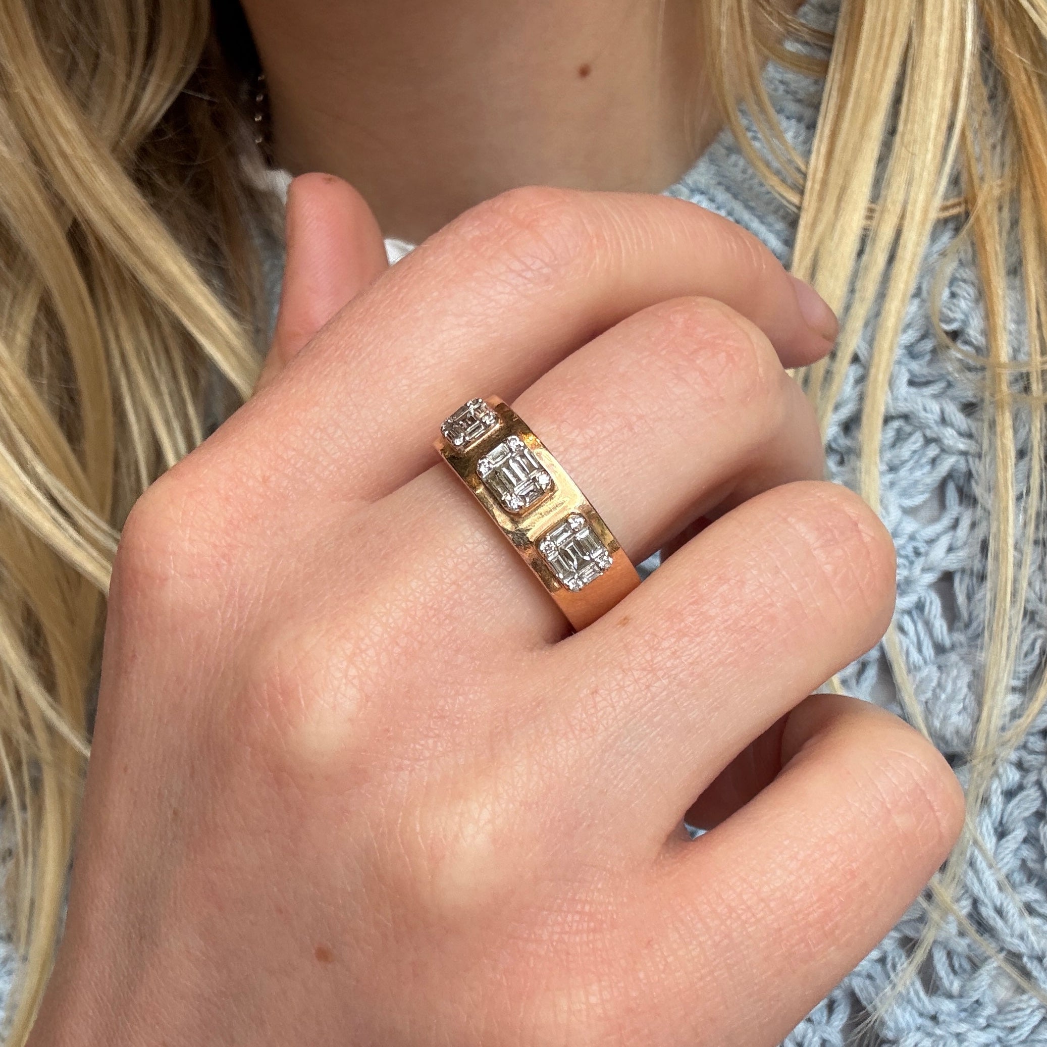 Vintage Diamond Gold Band Ring-Charlotte Sayers Antique Jewellery