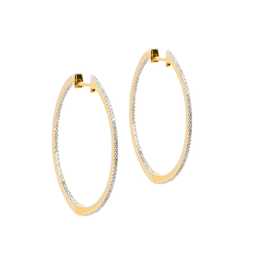 Vintage Diamond Hoop Earrings-Charlotte Sayers Antique Jewellery