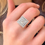Vintage Diamond Square Dress Ring-Charlotte Sayers Antique Jewellery