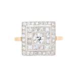Vintage Diamond Square Dress Ring-Charlotte Sayers Antique Jewellery