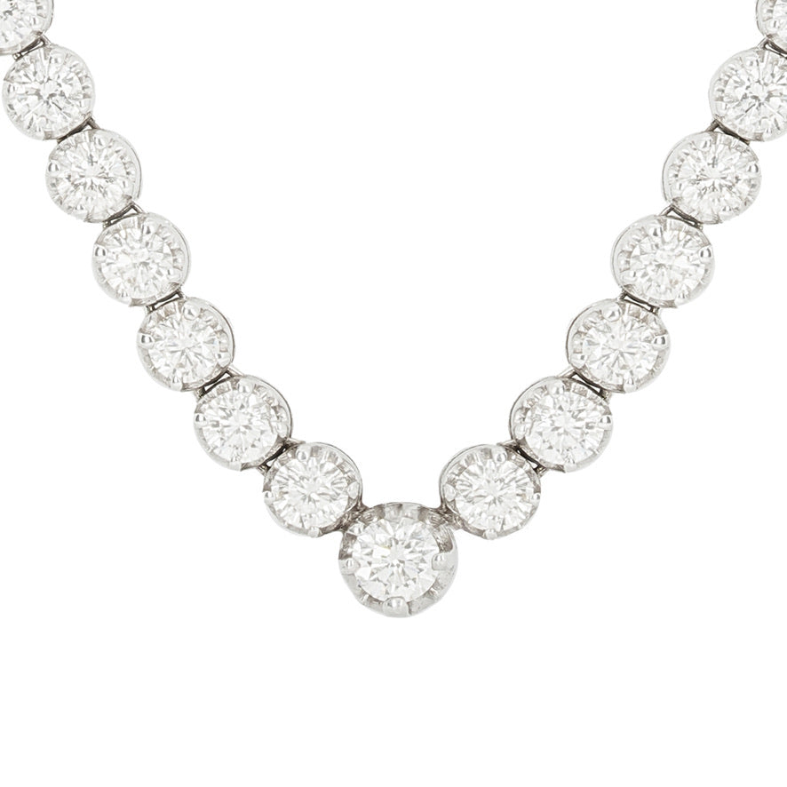 Vintage Diamond Tennis Necklace-Charlotte Sayers Antique Jewellery