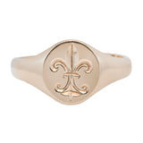 Vintage Fleur De Lys Signet Ring-Charlotte Sayers Antique Jewellery