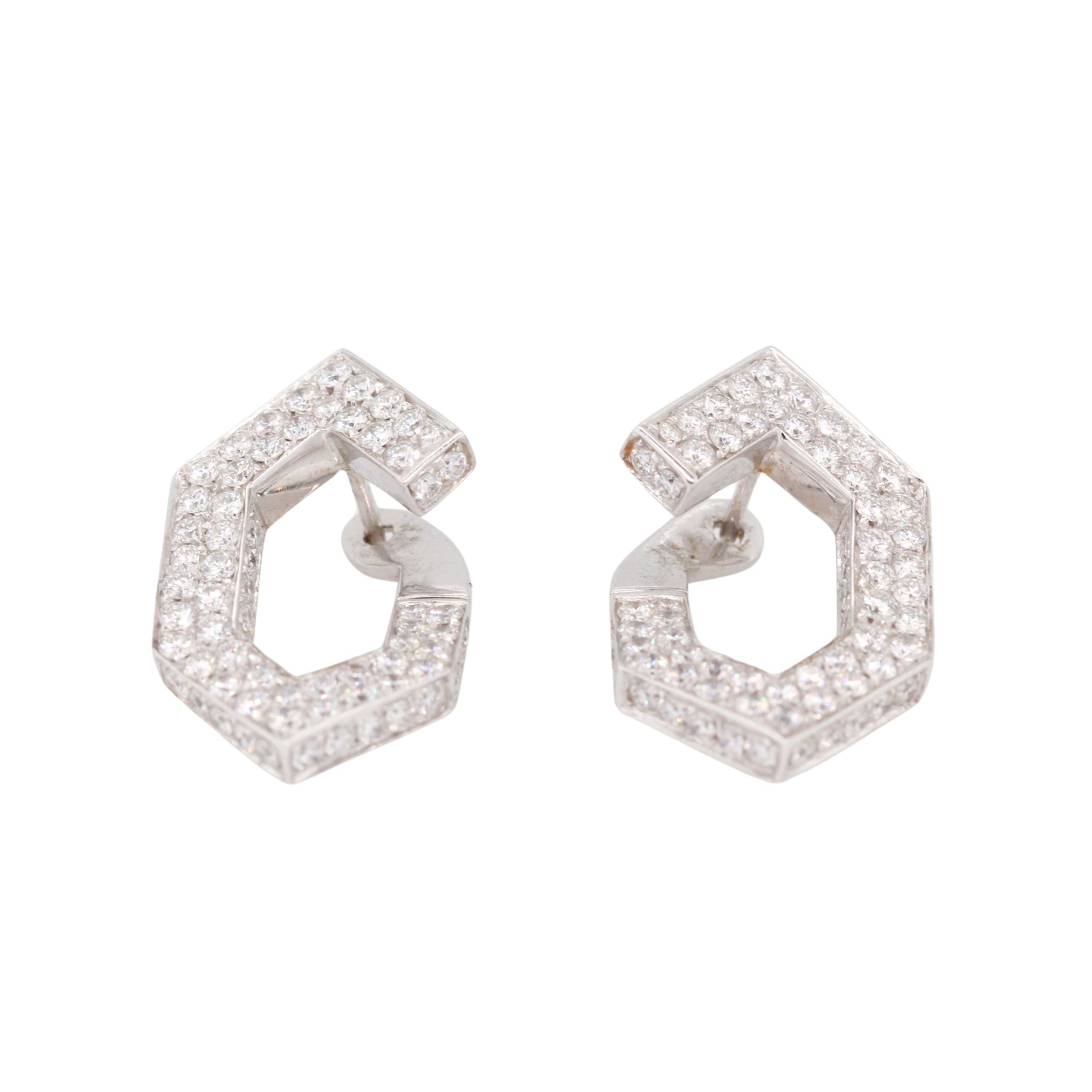Vintage Geometric Diamond Earrings-Charlotte Sayers Antique Jewellery