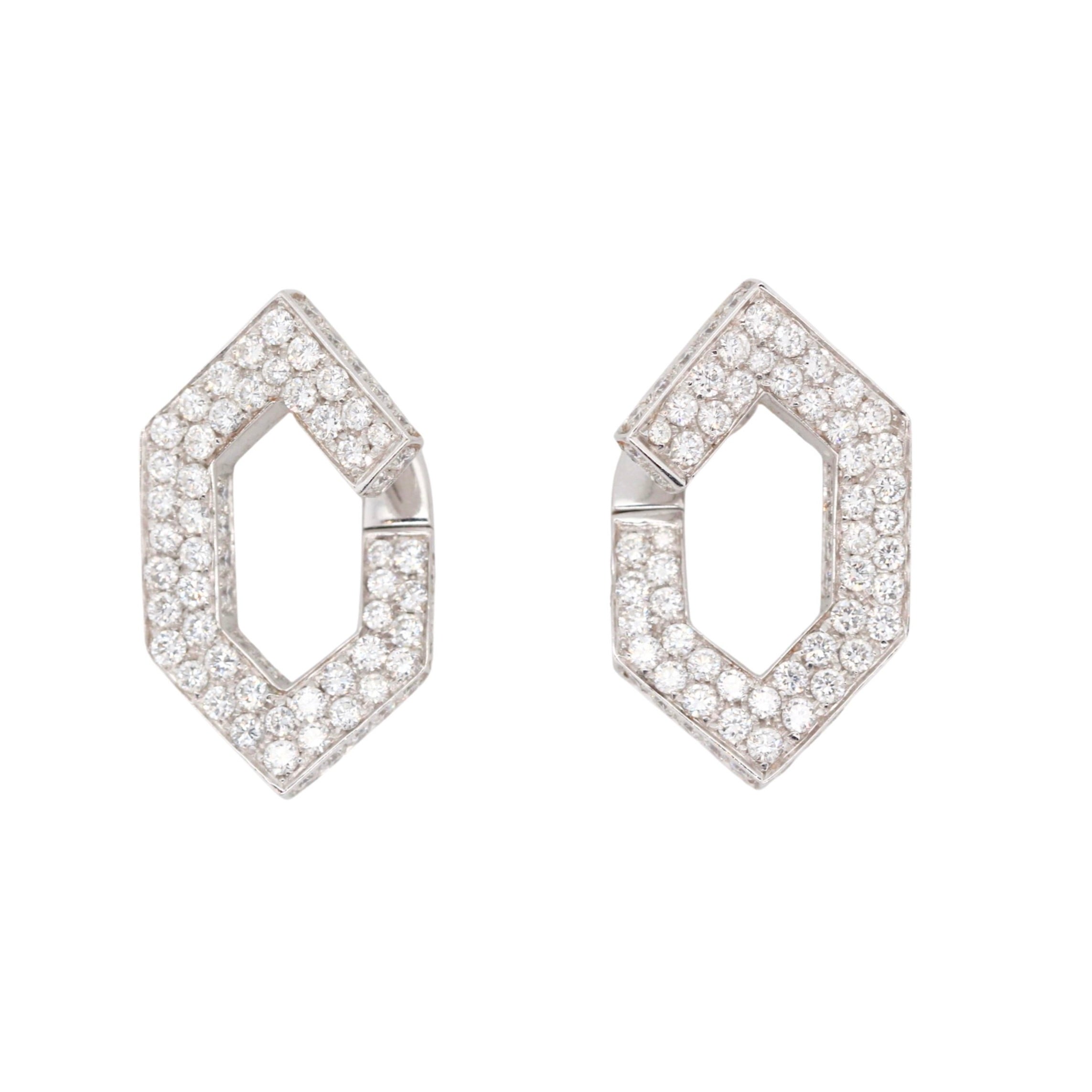 Vintage Geometric Diamond Earrings-Charlotte Sayers Antique Jewellery