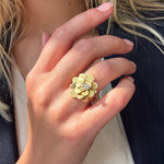 Vintage Gold Diamond Flower Ring-Charlotte Sayers Antique Jewellery
