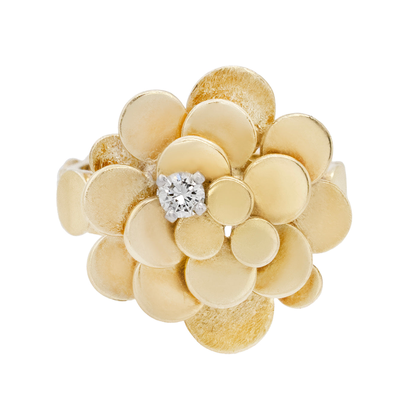 Vintage Gold Diamond Flower Ring-Charlotte Sayers Antique Jewellery