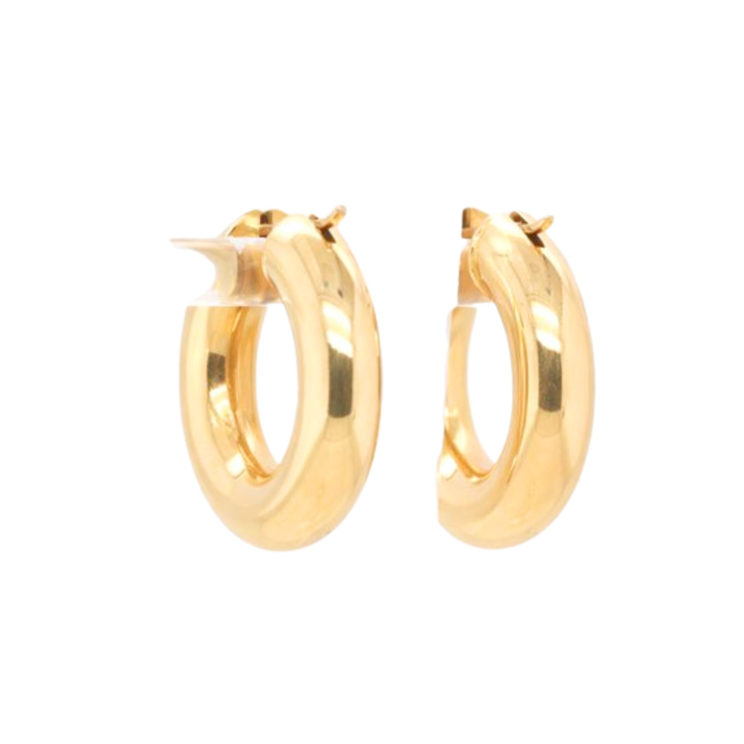 Vintage Gold Hollow Hoop Earrings-Charlotte Sayers Antique Jewellery