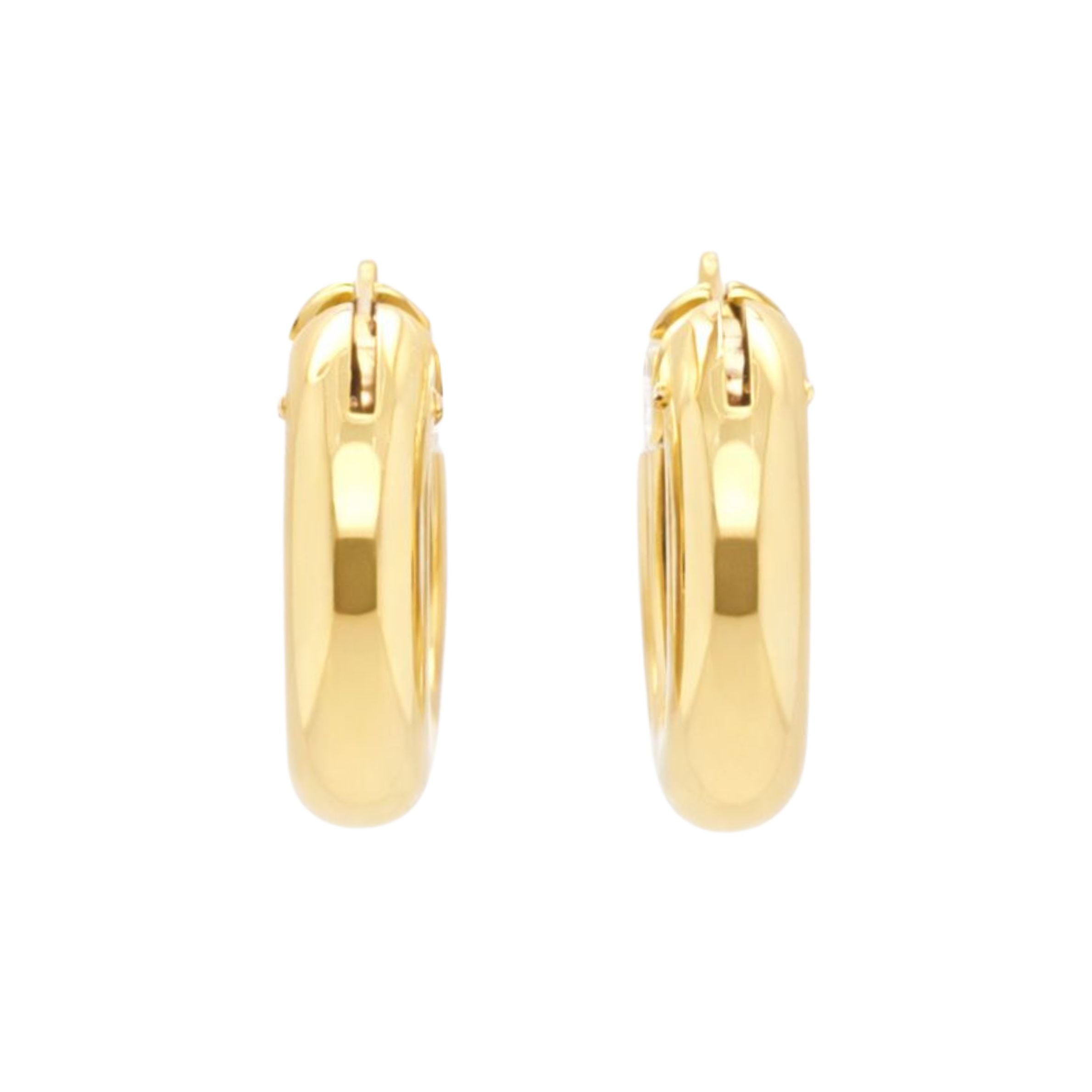 Vintage Gold Hollow Hoop Earrings-Charlotte Sayers Antique Jewellery