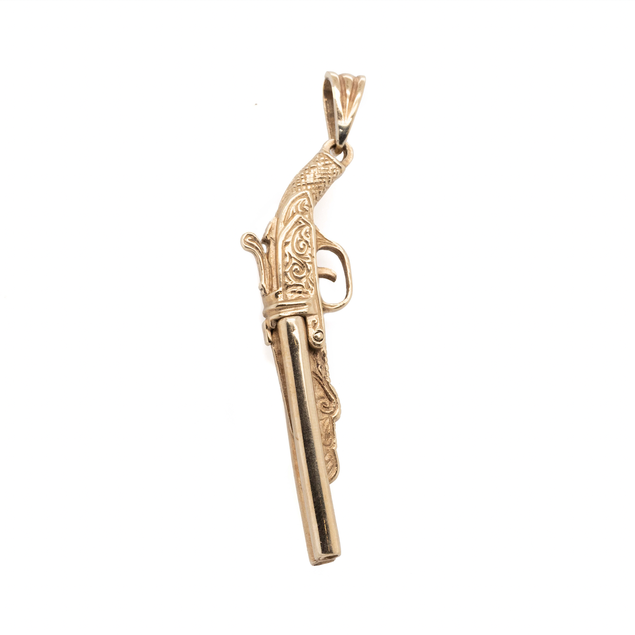 Vintage Gold Shotgun Pendant-Charlotte Sayers Antique Jewellery
