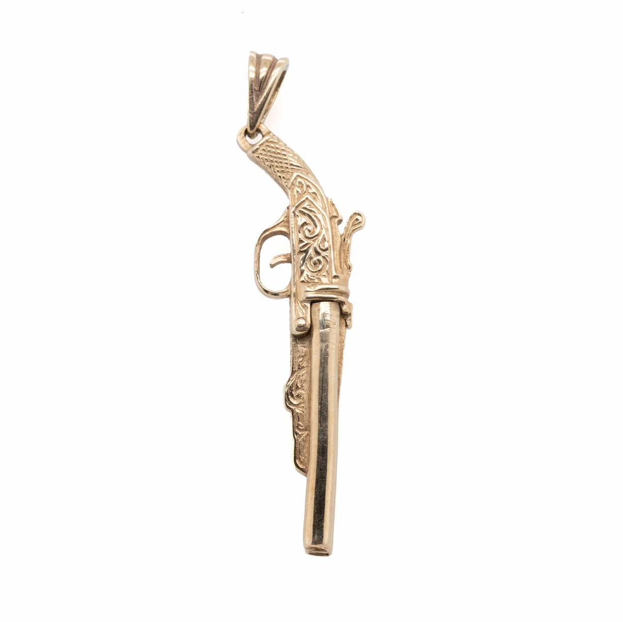 Vintage Gold Shotgun Pendant-Charlotte Sayers Antique Jewellery