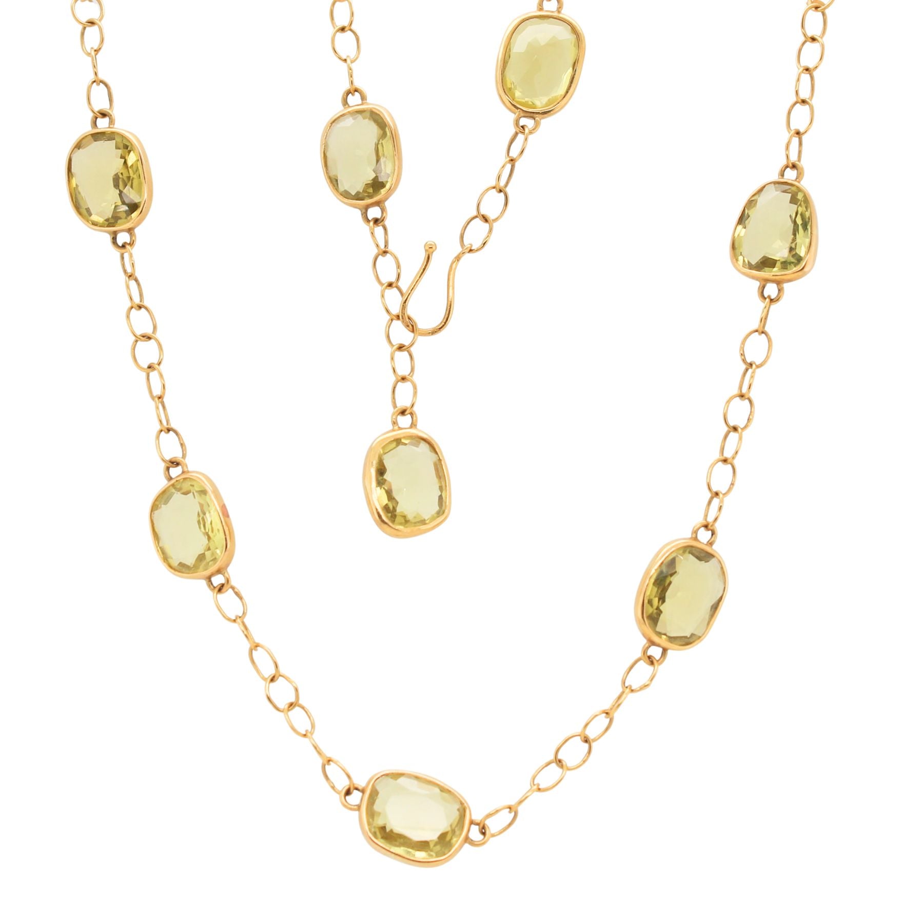 Vintage Green Quartz Necklace-Charlotte Sayers Antique Jewellery