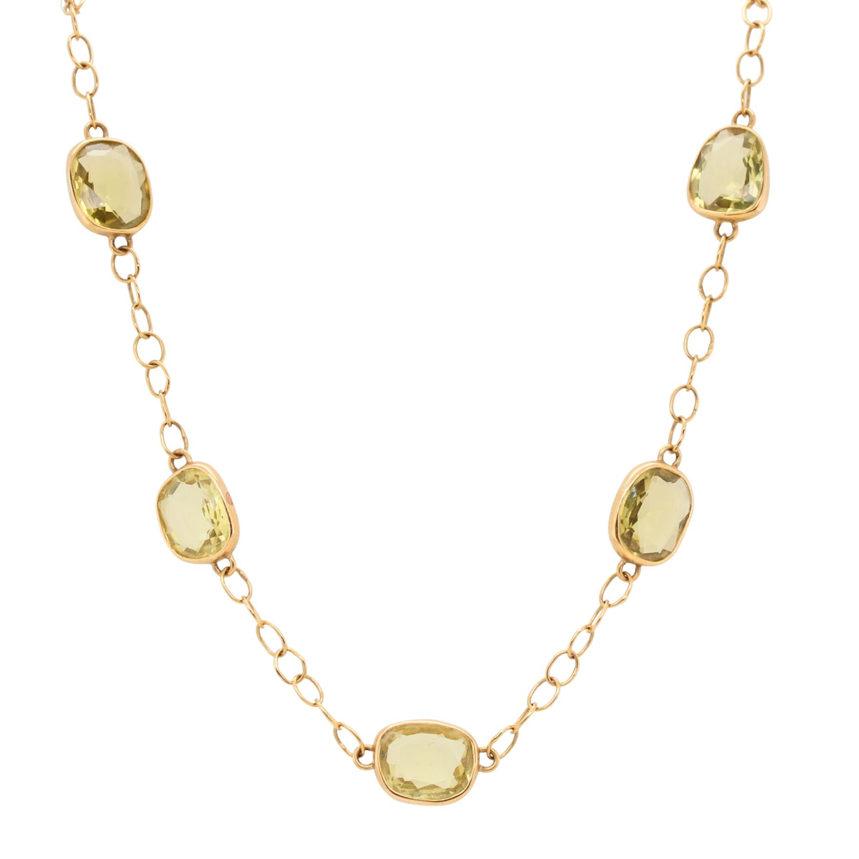 Vintage Green Quartz Necklace-Charlotte Sayers Antique Jewellery