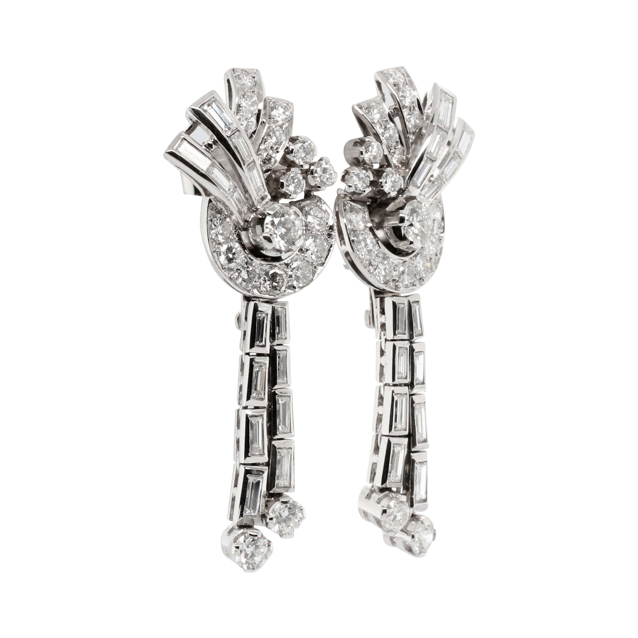 Vintage Night and Day Diamond Drop Earrings-Charlotte Sayers Antique Jewellery